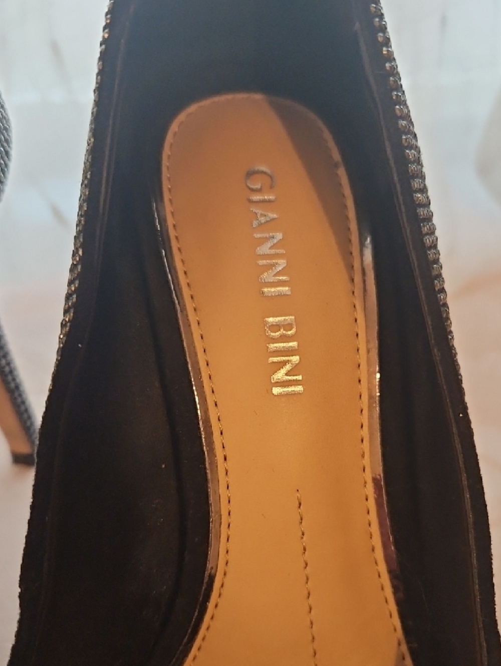 Gianni Bini Black & Silver Rhinestone Pointed-Toe Heels - Picture 2 of 5